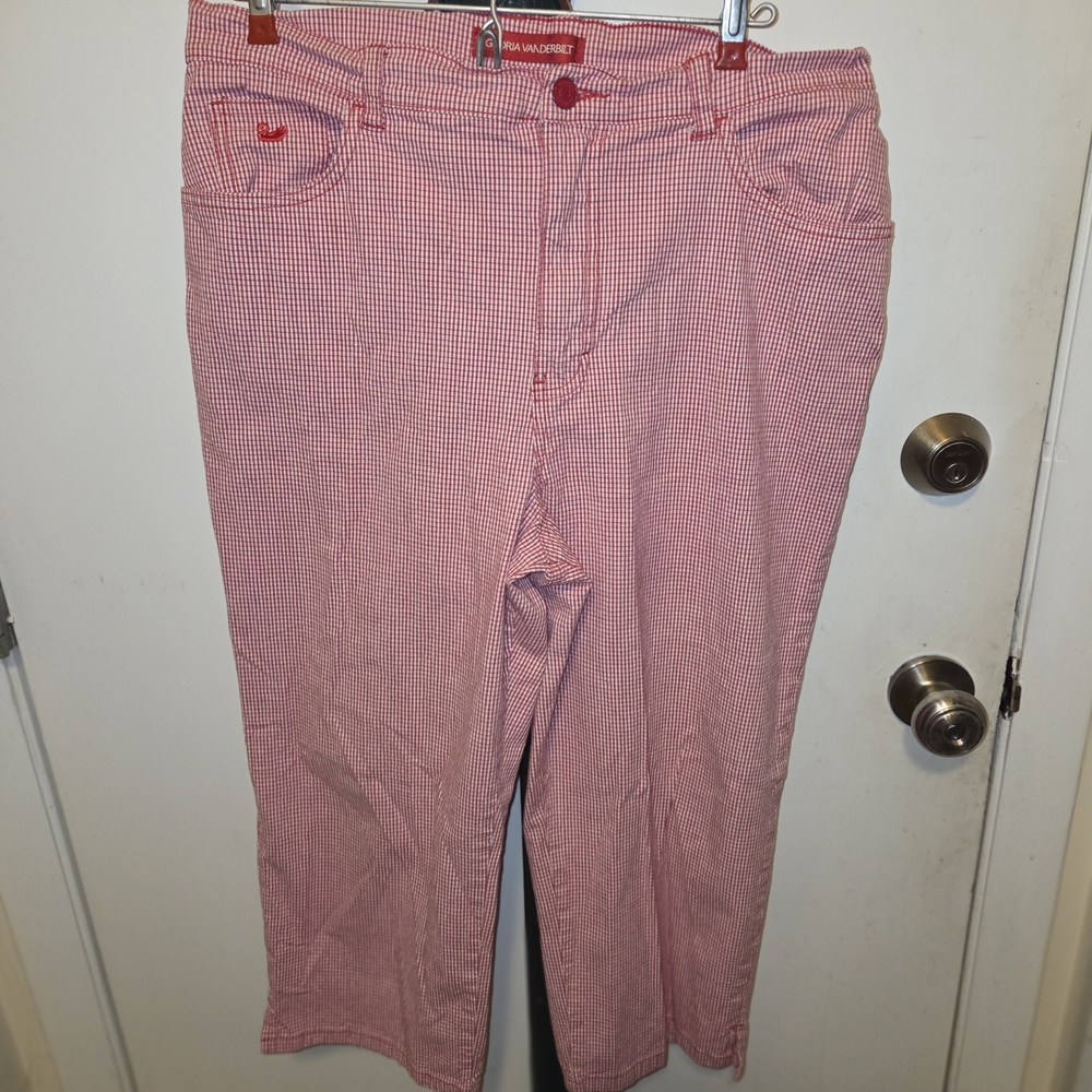 Gloria Vanderbilt Pink Checkered Ankle Jeans